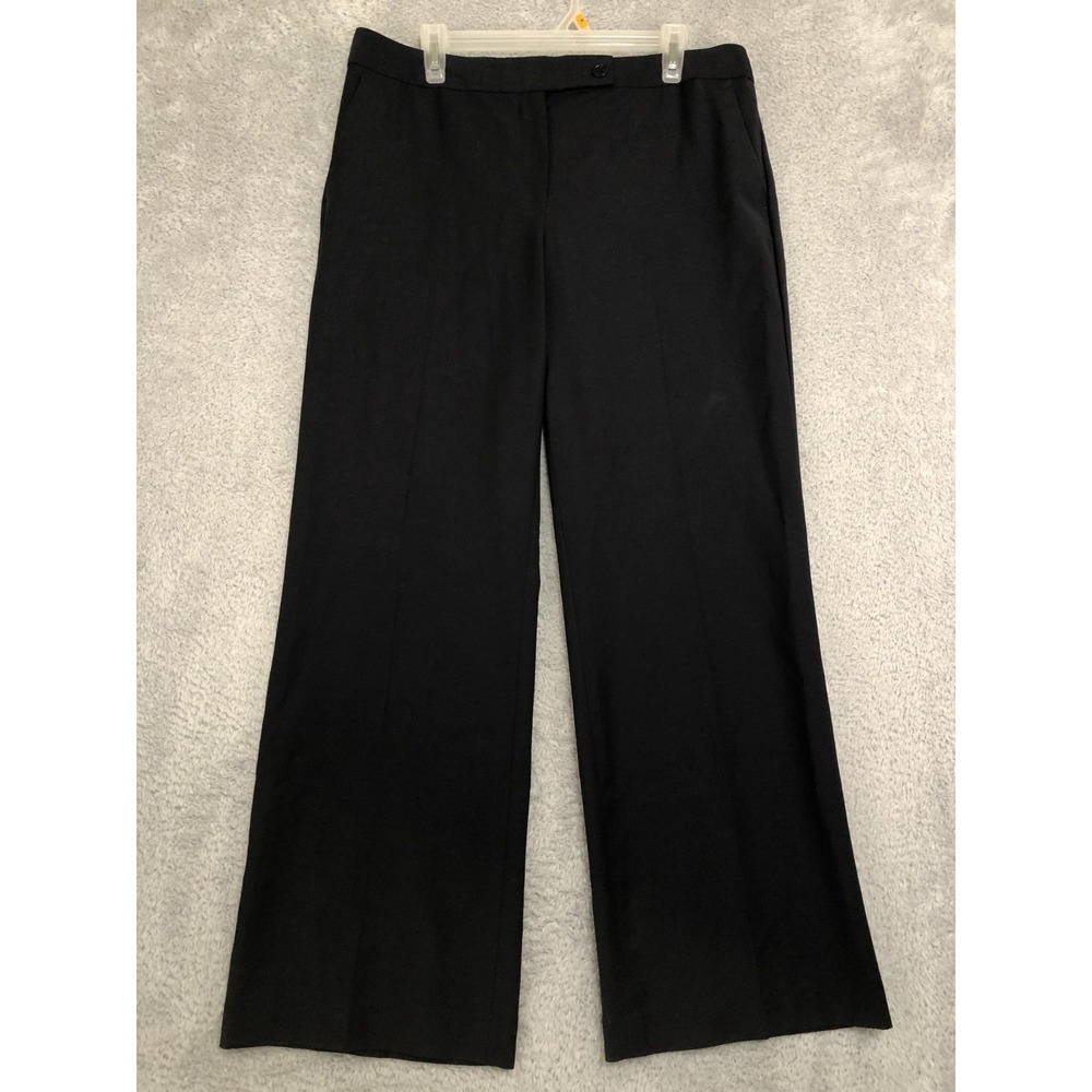 Talbots Pants Womens 12 (35x32) Black Wide Leg Wool Blend Signature Dress